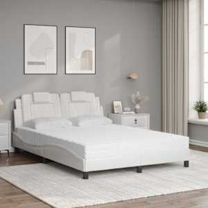Postel Viana s matrací bílá 140 x 190 cm umělá kůže - obrázek 3