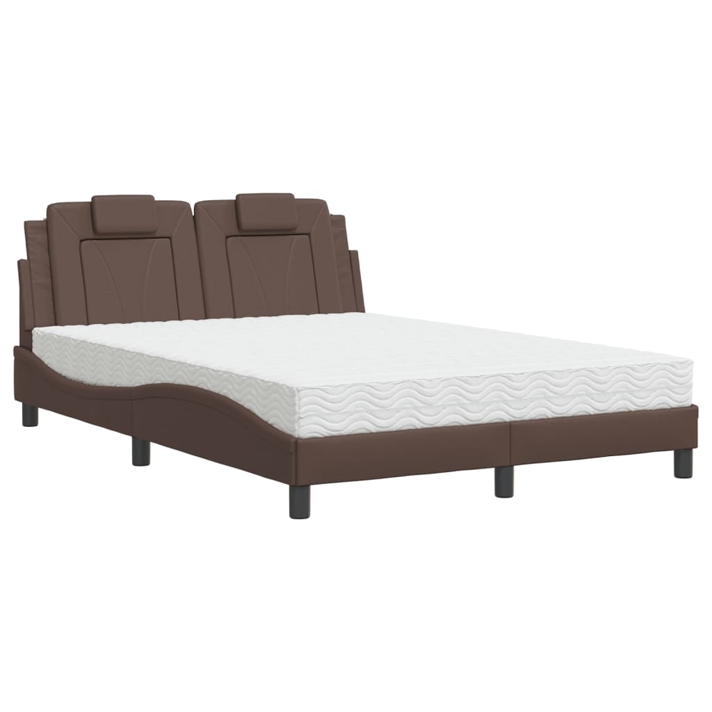 vidaXL Postel s matrací hnědá 140 x 190 cm umělá kůže