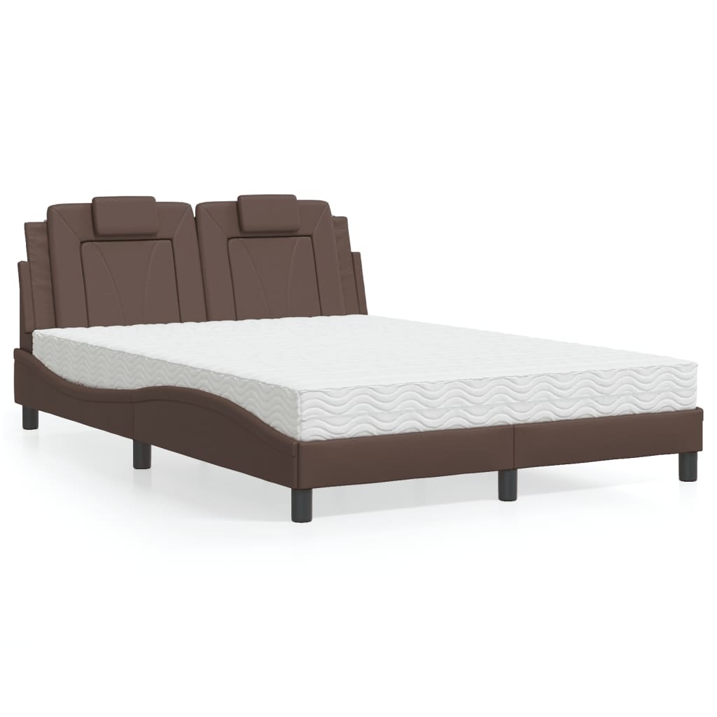 vidaXL Bett mit Matratze Braun 140x190 cm Kunstleder