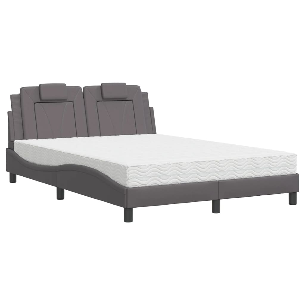 vidaXL Bed "Viana" met matras kunstleer grijs 140x190 cm, foto 3
