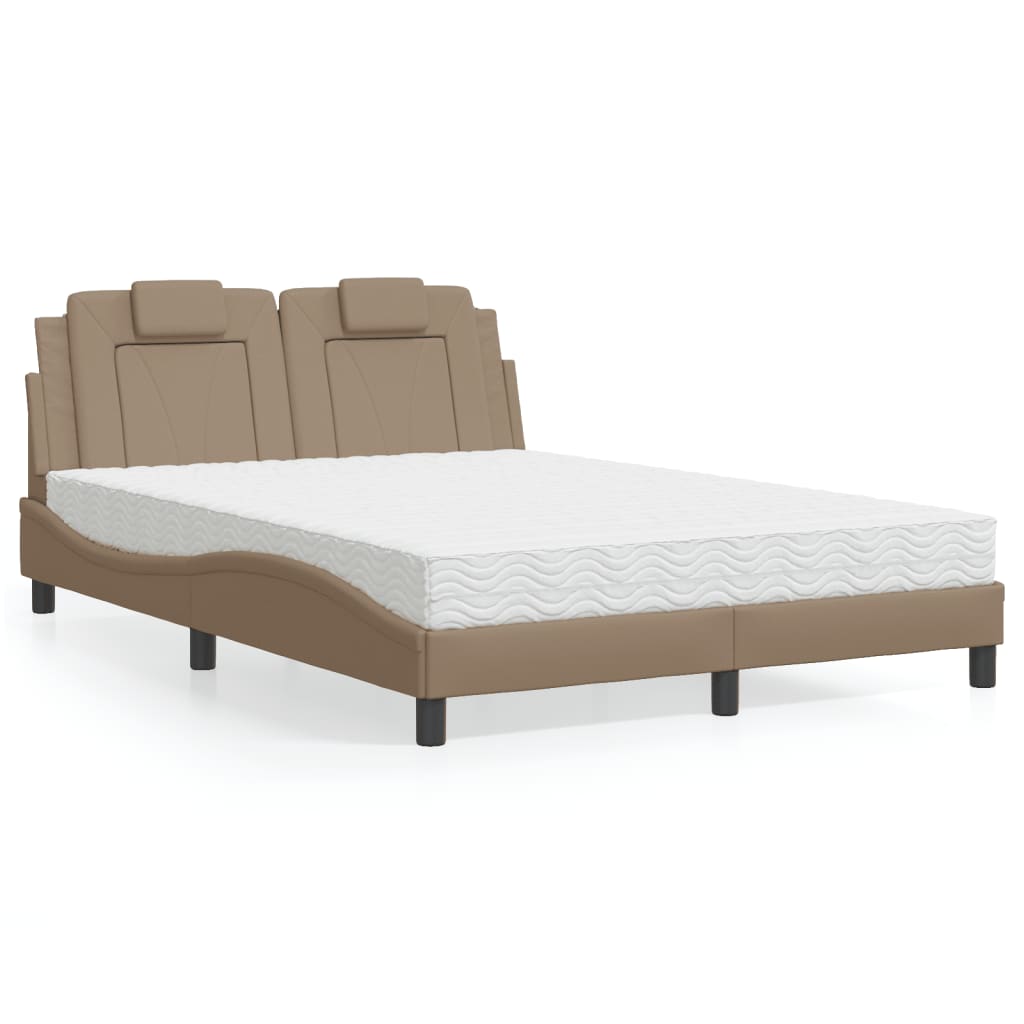 vidaXL Bett mit Matratze Cappuccino-Braun 140x190 cm Kunstleder