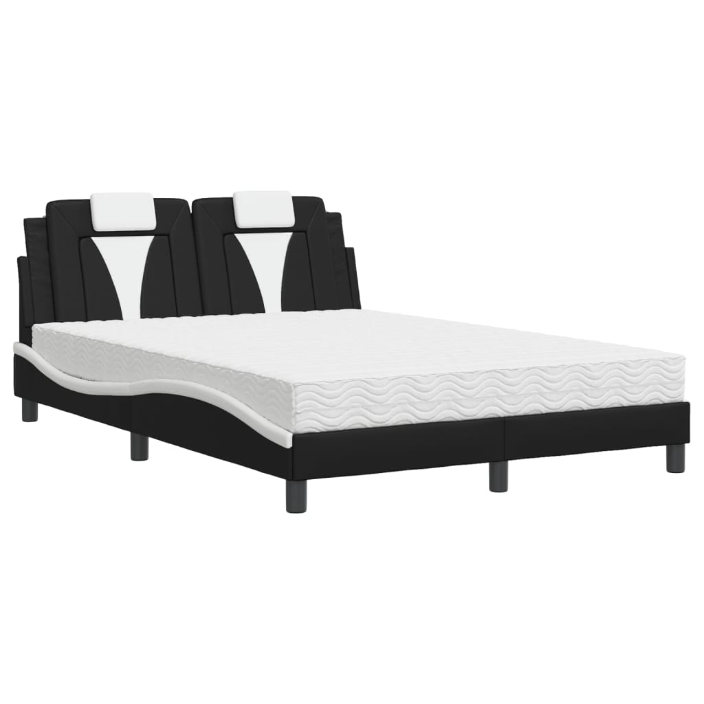 vidaXL Postel s matrací černá a bílá 140 x 190 cm umělá kůže