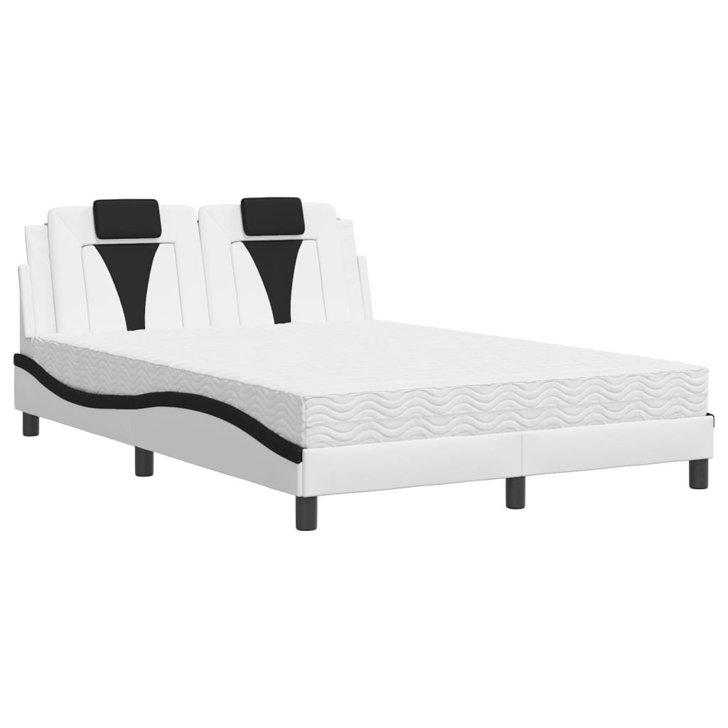 vidaXL Postel s matrací bílá a černá 140 x 190 cm umělá kůže