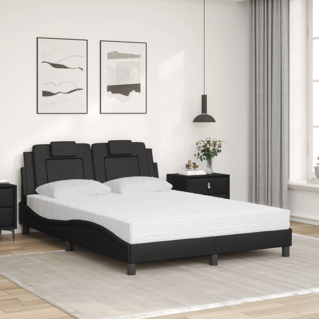 vidaXL Bed met matras kunstleer zwart 140x200 cm afbeelding