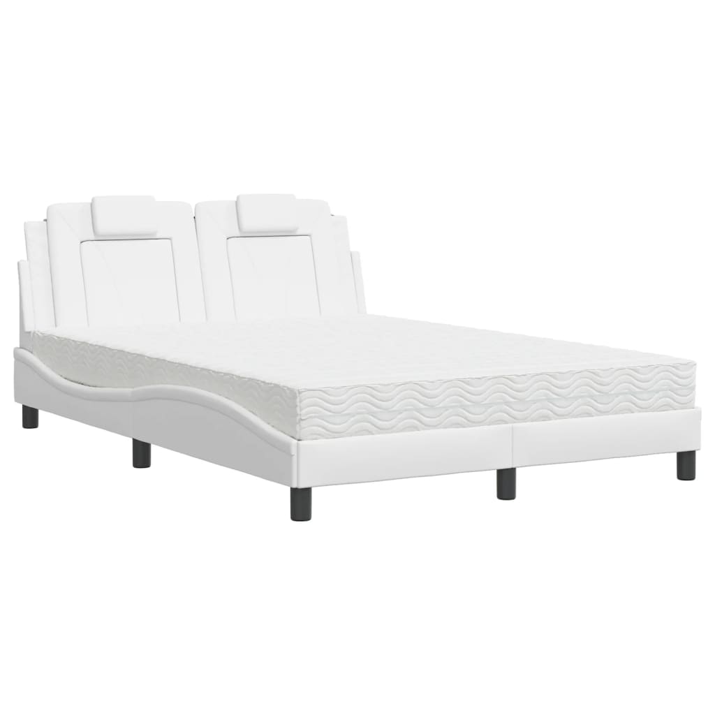 E-shop vidaXL Posteľ Viana s matracom biela 140x200 cm umelá koža