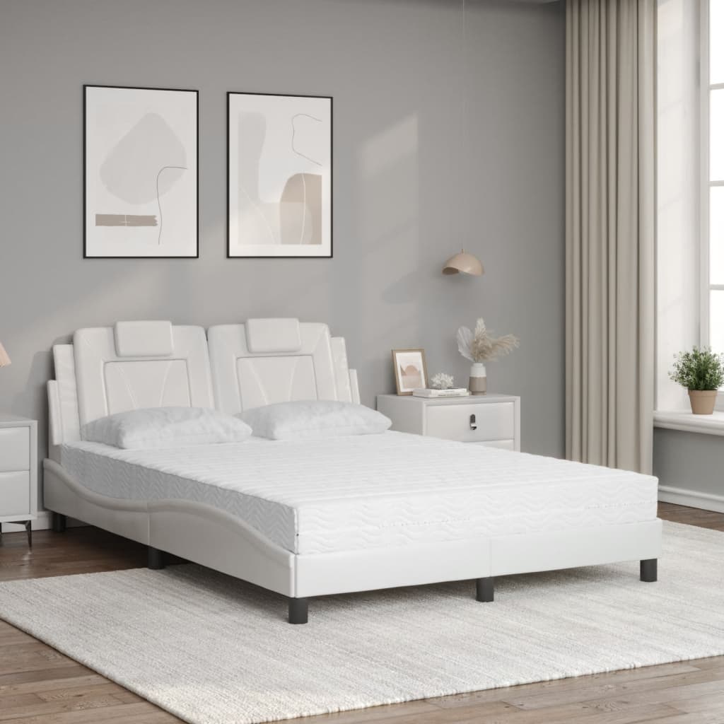 vidaXL Bed met matras kunstleer wit 140x200 cm afbeelding