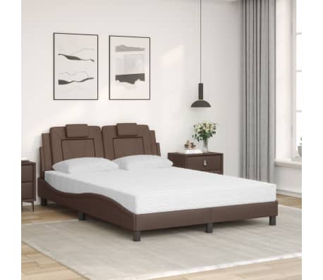 vidaXL Lit Viana avec matelas marron 140x200 cm similicuir