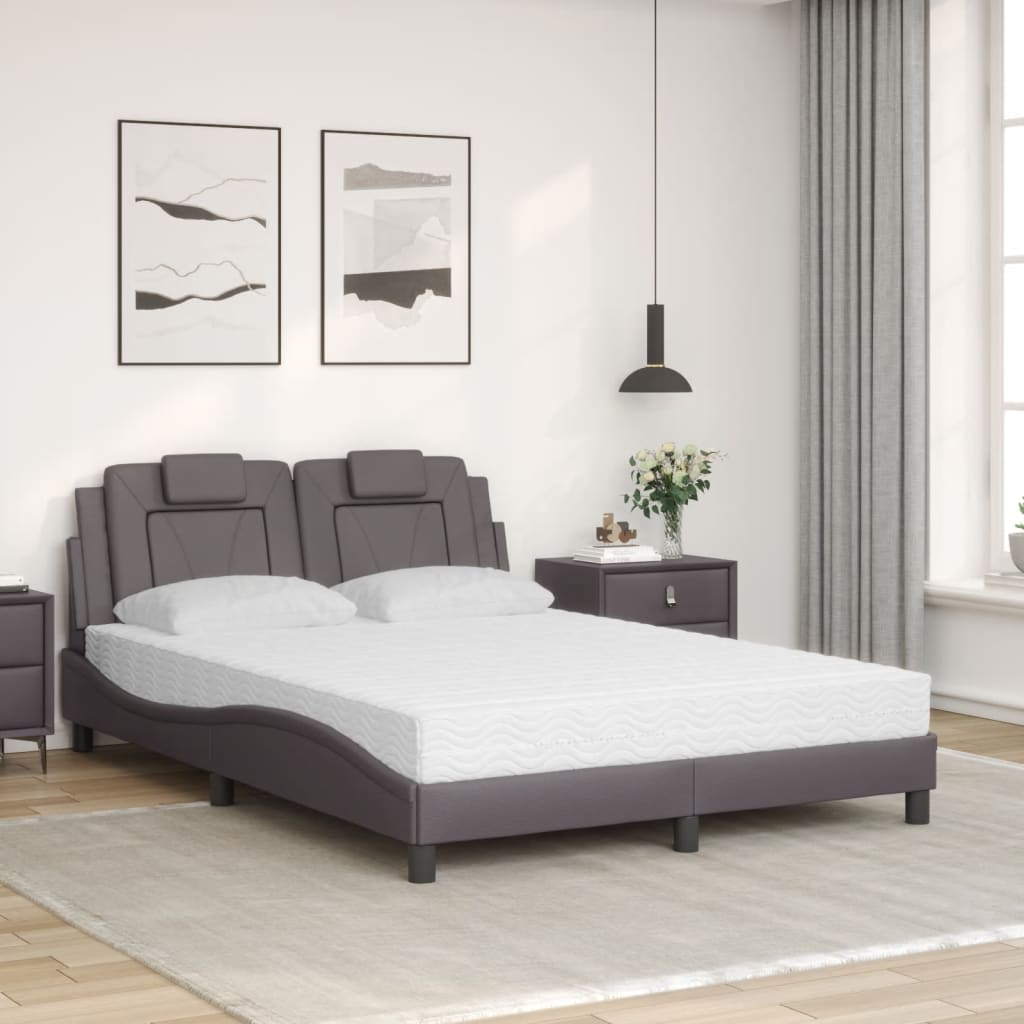 vidaXL Bed met matras kunstleer grijs 140x200 cm afbeelding