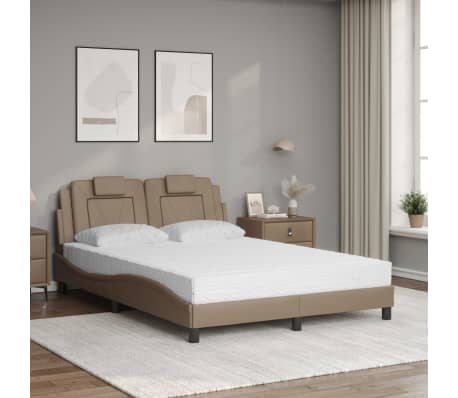 vidaXL Bed "Viana" met matras kunstleer cappuccinokleurig 140x200 cm