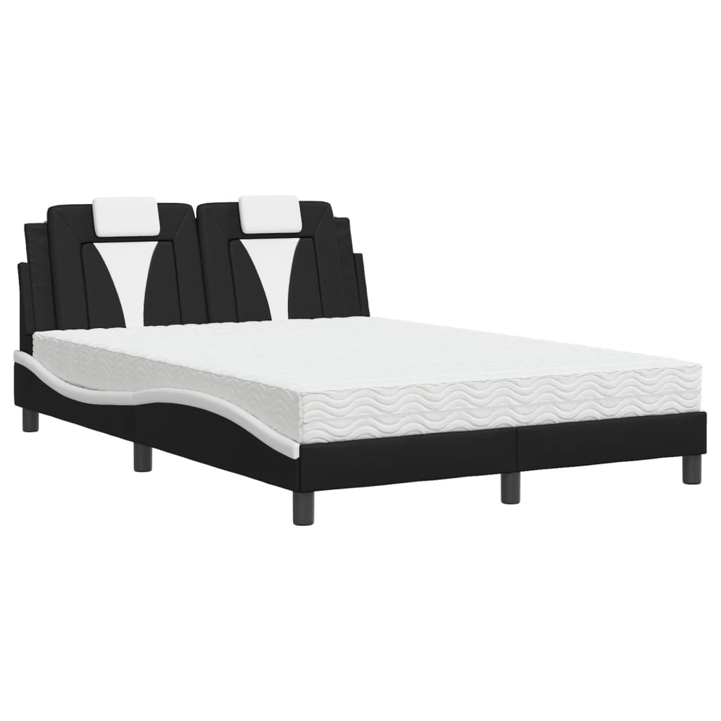 vidaXL Bed "Viana" met matras kunstleer zwart en wit 140x200 cm, foto 3