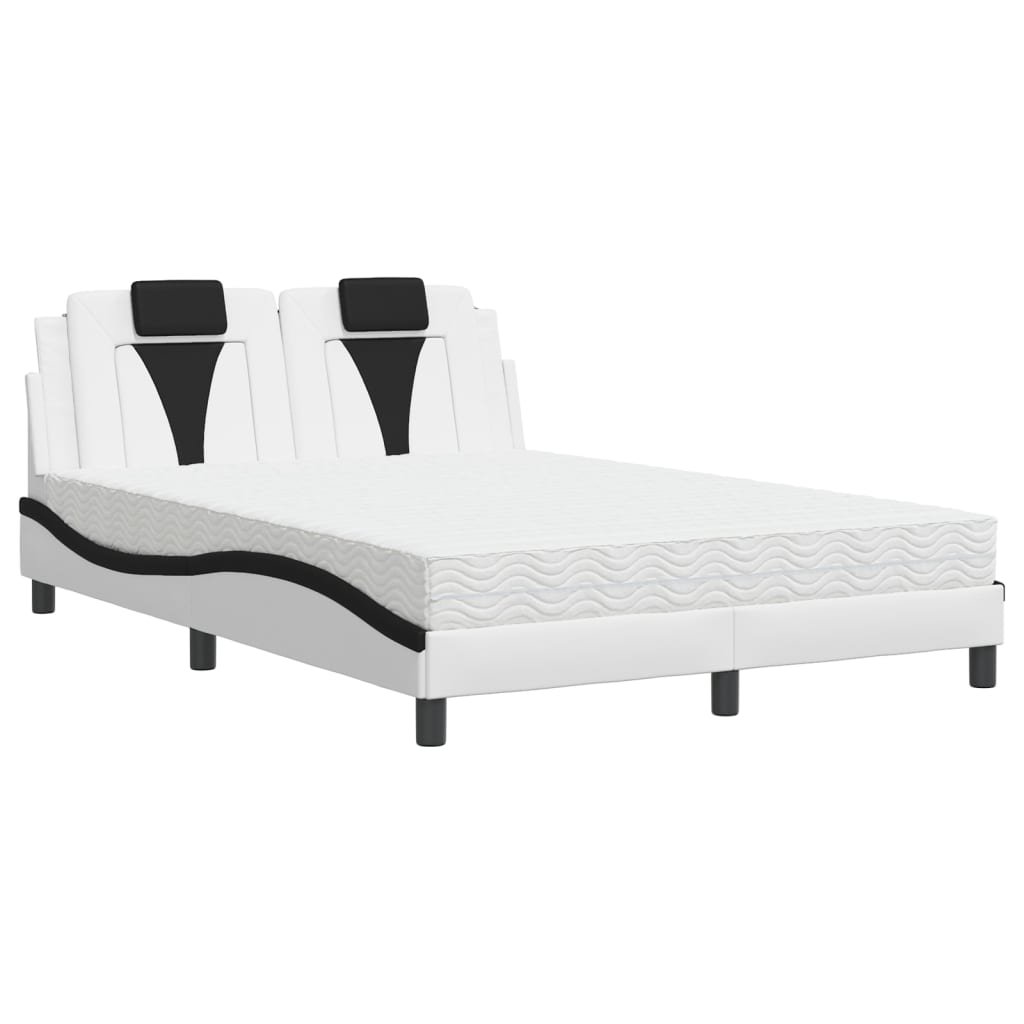 vidaXL Bed "Viana" met matras kunstleer wit en zwart 140x200 cm, foto 3