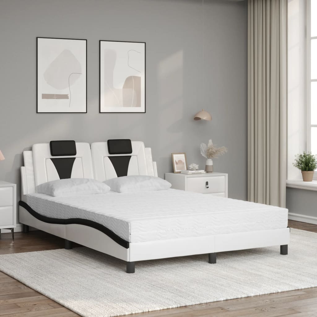 vidaXL Bed "Viana" met matras kunstleer wit en zwart 140x200 cm, foto 2