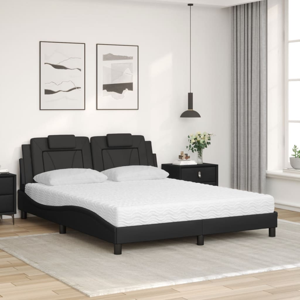vidaXL Bed met matras kunstleer zwart 160x200 cm afbeelding
