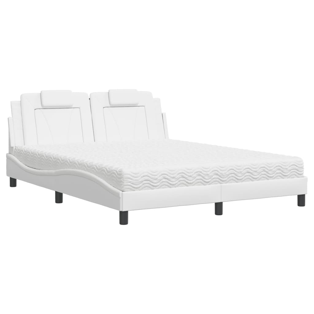 vidaXL Bed "Viana" met matras kunstleer wit 160x200 cm, foto 3