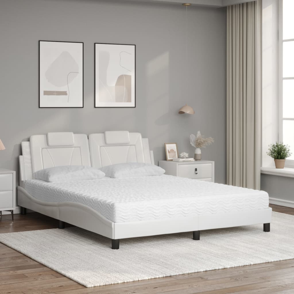 vidaXL Bed "Viana" met matras kunstleer wit 160x200 cm, foto 2