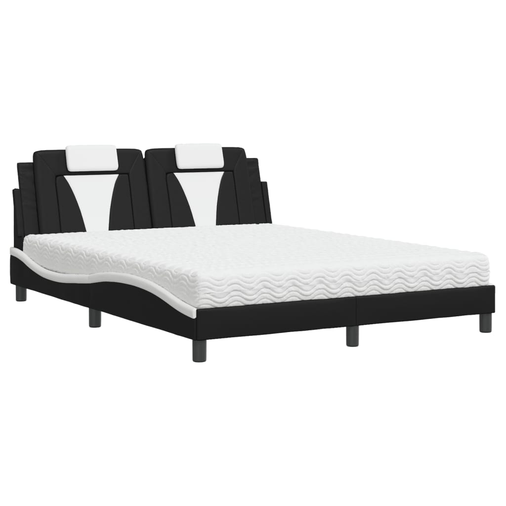vidaXL Bed "Viana" met matras kunstleer zwart en wit 160x200 cm, foto 3
