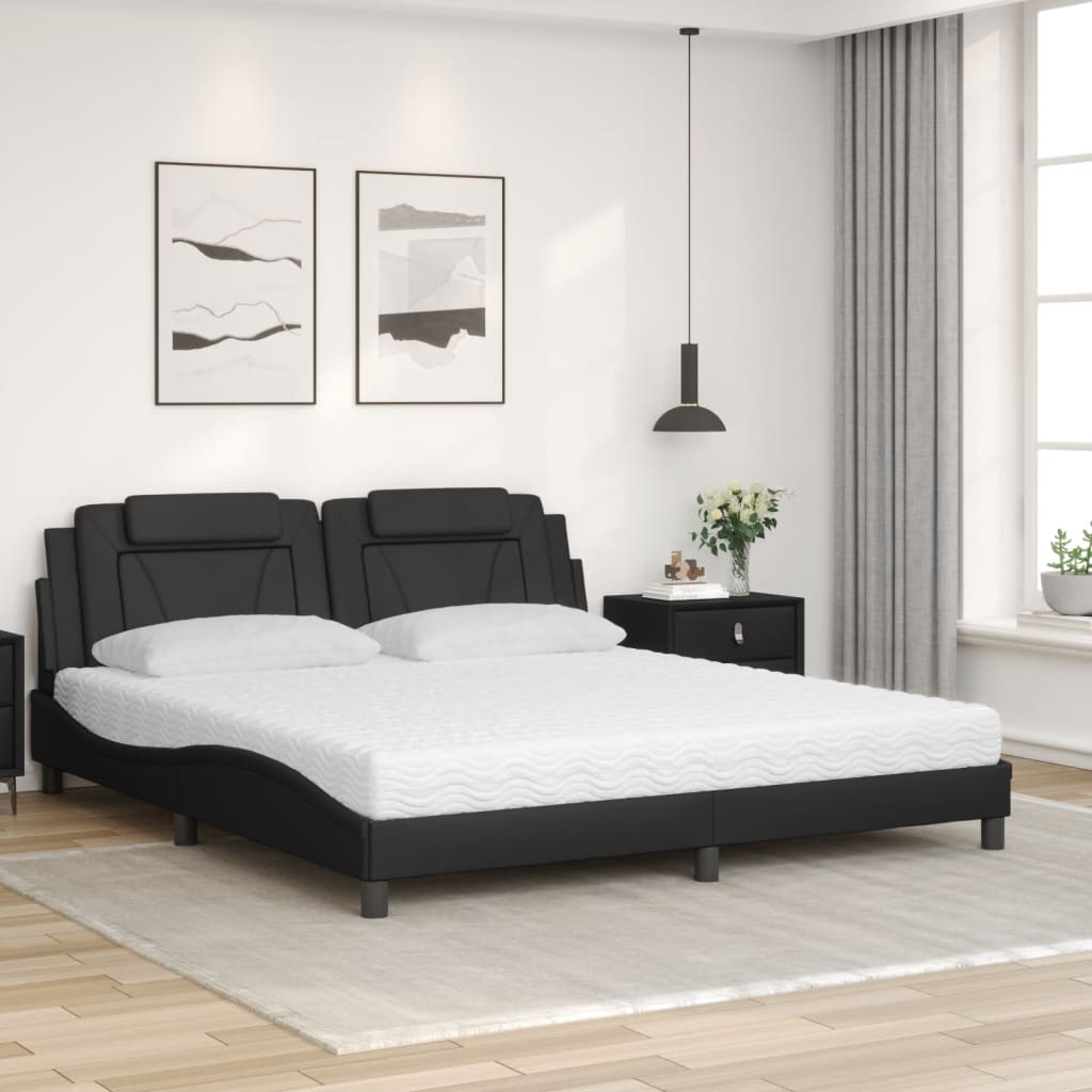 vidaXL Bed met matras kunstleer zwart 180x200 cm afbeelding