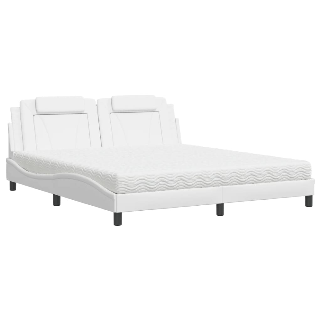 vidaXL Postel s matrací bílá 180 x 200 cm umělá kůže