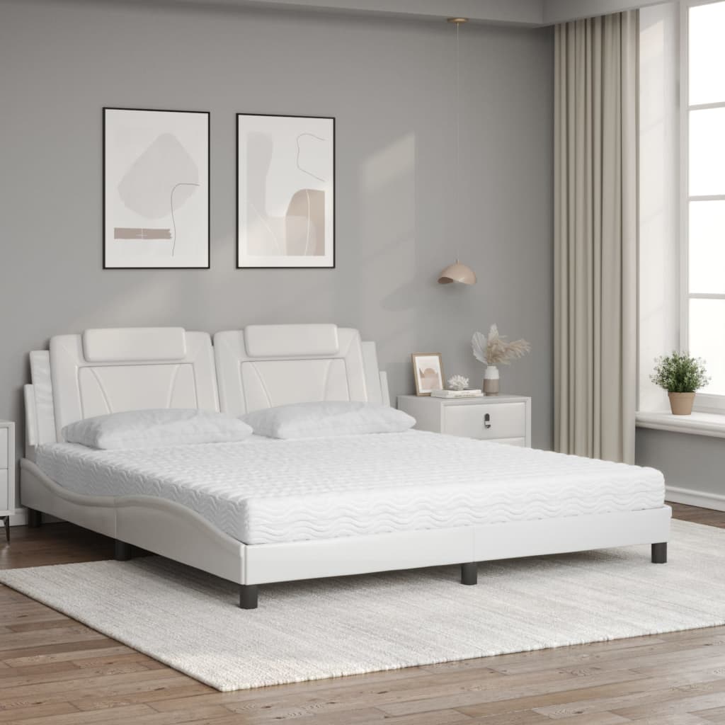 vidaXL Bed "Viana" met matras kunstleer wit 180x200 cm, foto 2