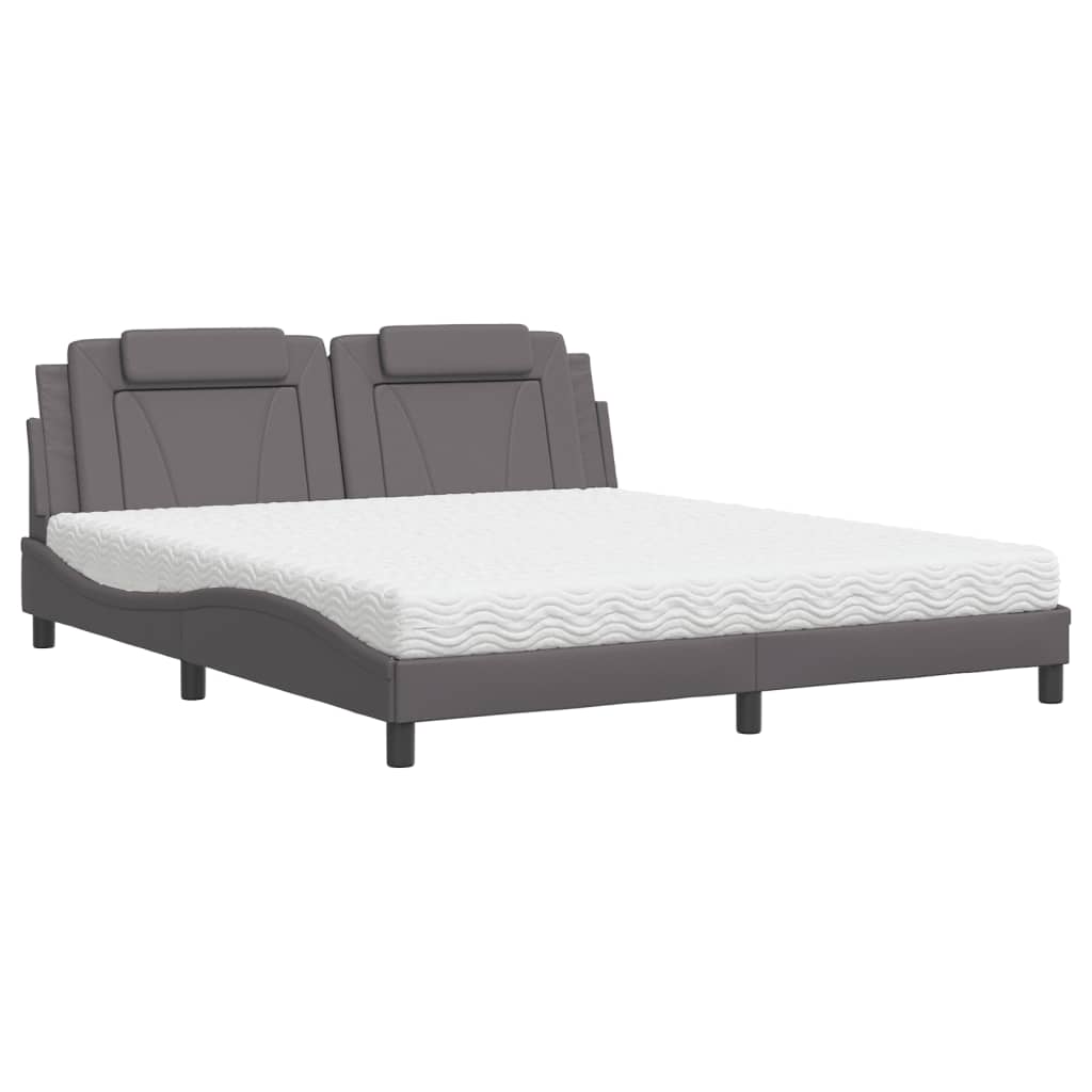 vidaXL Bed "Viana" met matras kunstleer grijs 180x200 cm, foto 3