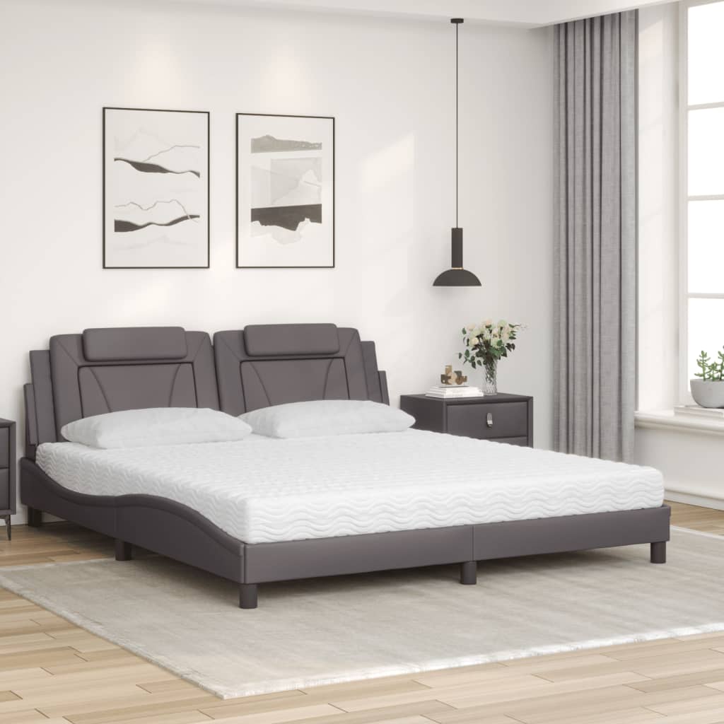 vidaXL Bed met matras kunstleer grijs 180x200 cm afbeelding
