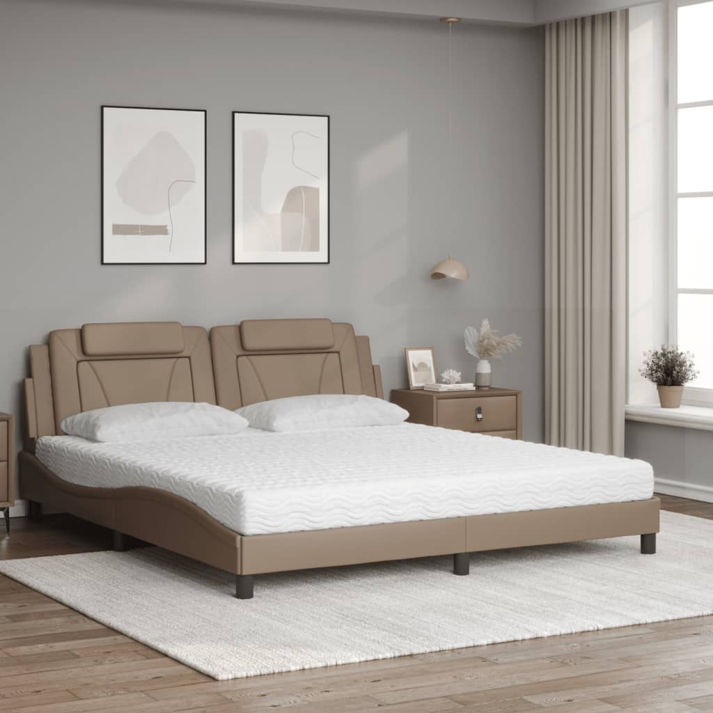 vidaXL Posteľ s matracom kapučínová 180x200 cm umelá koža