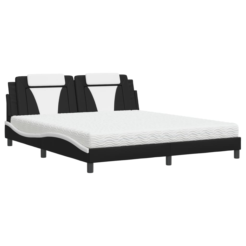 vidaXL Bed "Viana" met matras kunstleer zwart en wit 180x200 cm, foto 3