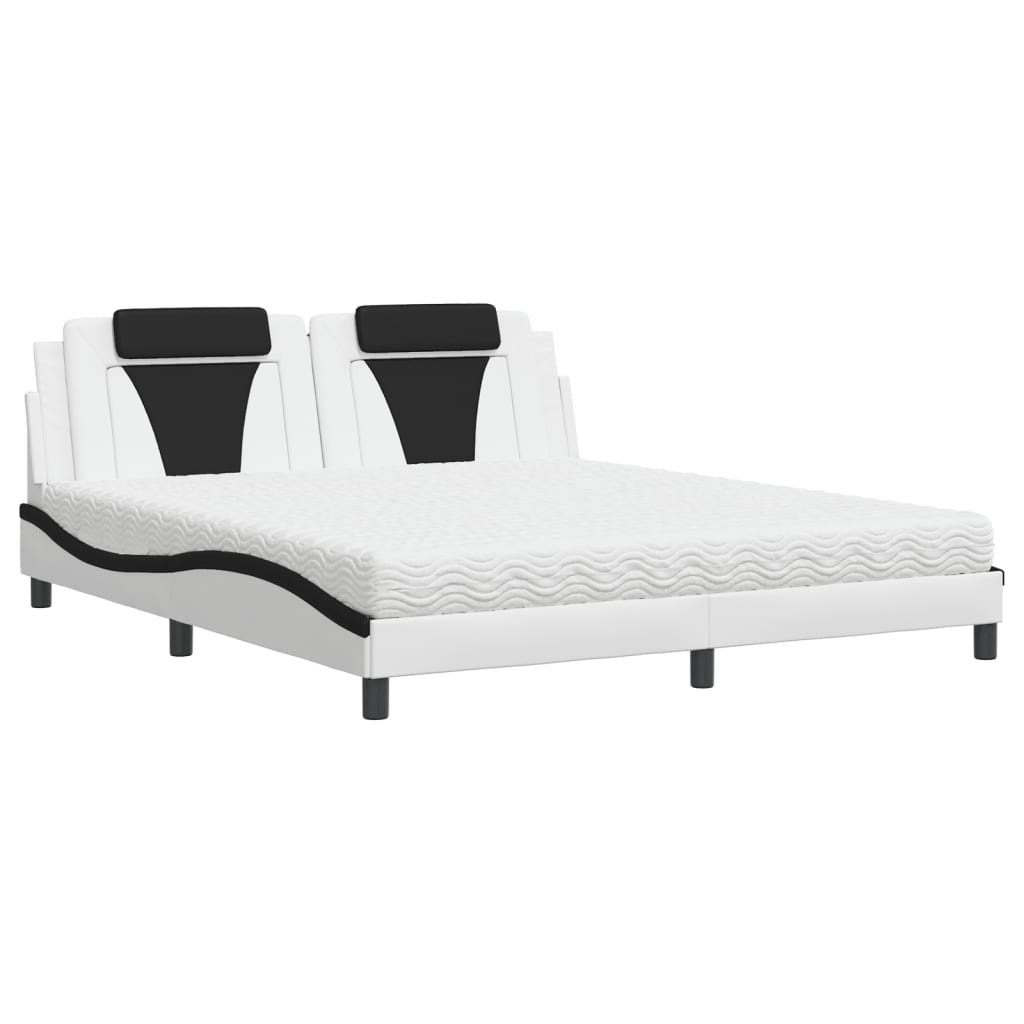 vidaXL Bed "Viana" met matras kunstleer wit en zwart 180x200 cm, foto 3