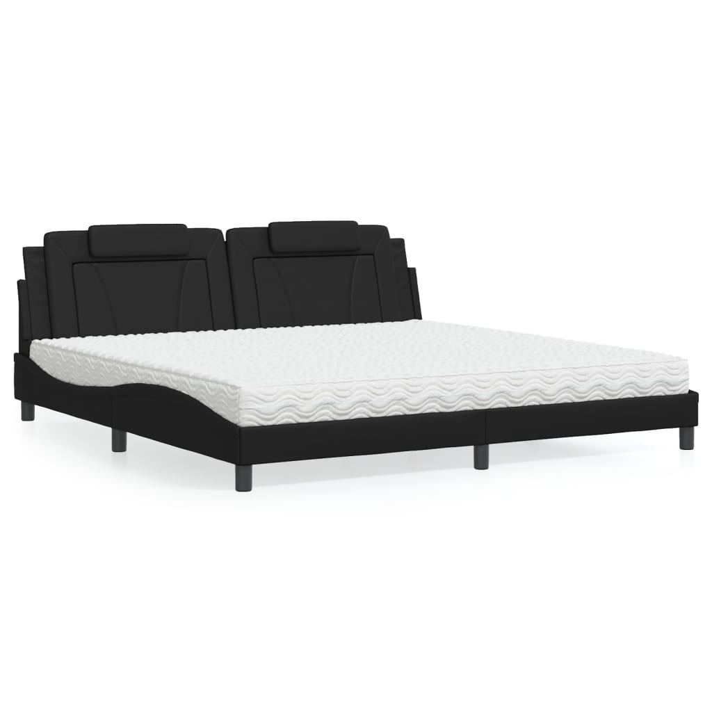 Dobbeltseng Viana med madras 200x200 cm - kunstlæder, sort