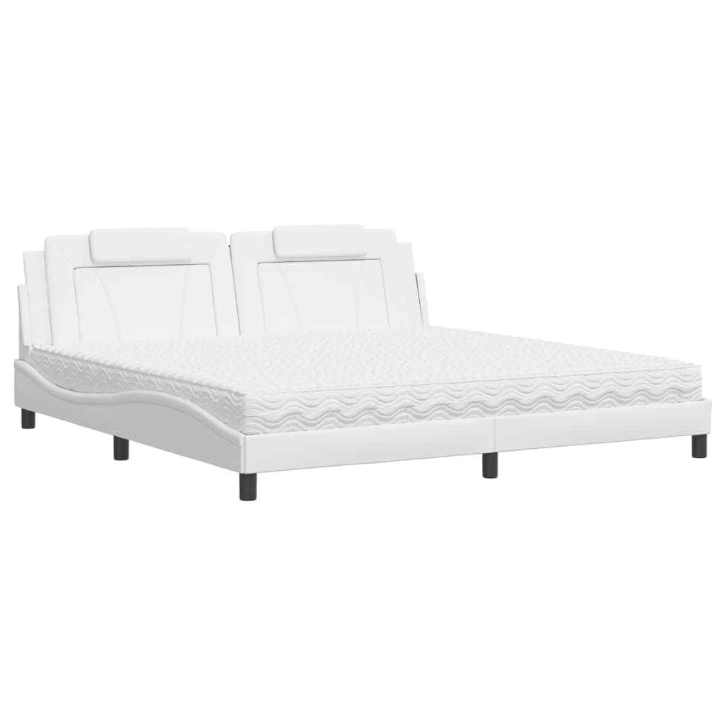 vidaXL Bed "Viana" met matras kunstleer wit 200x200 cm, foto 3