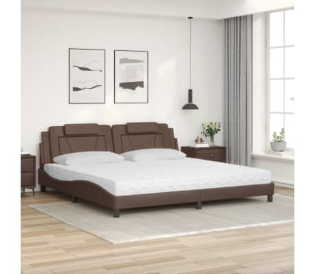 vidaXL Lit Viana avec matelas marron 200x200 cm similicuir