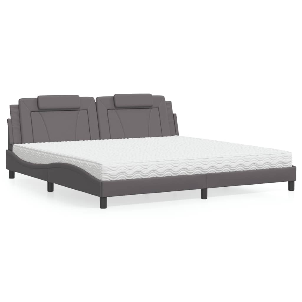 vidaXL Bett "Viana" mit Matratze Grau 200x200 cm Kunstleder