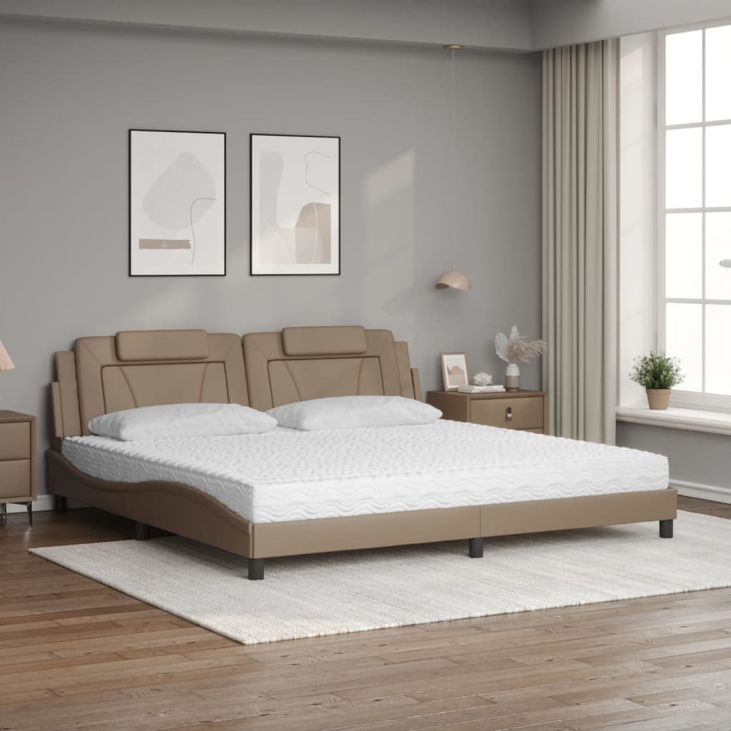 vidaXL Bed met matras kunstleer cappuccinokleurig 200x200 cm afbeelding