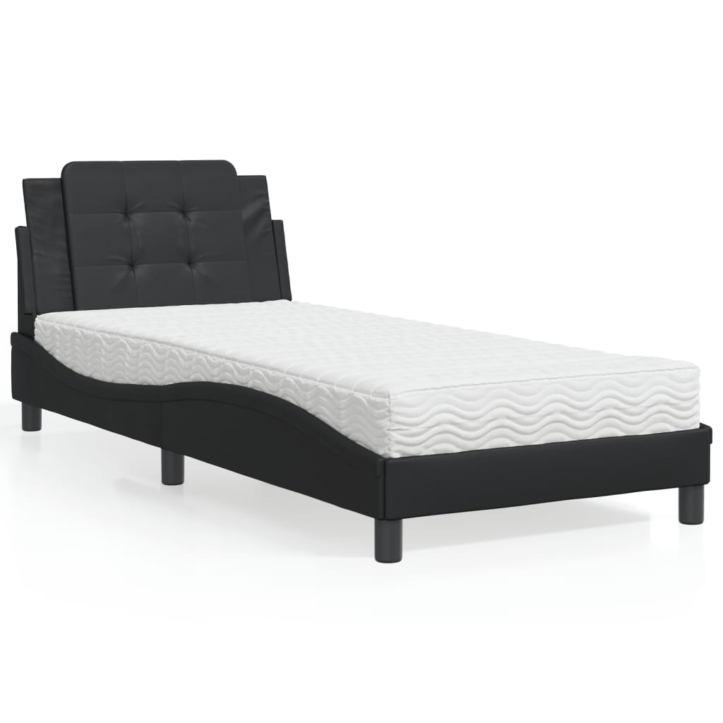 vidaXL Bett mit Matratze Schwarz 80x200 cm Kunstleder