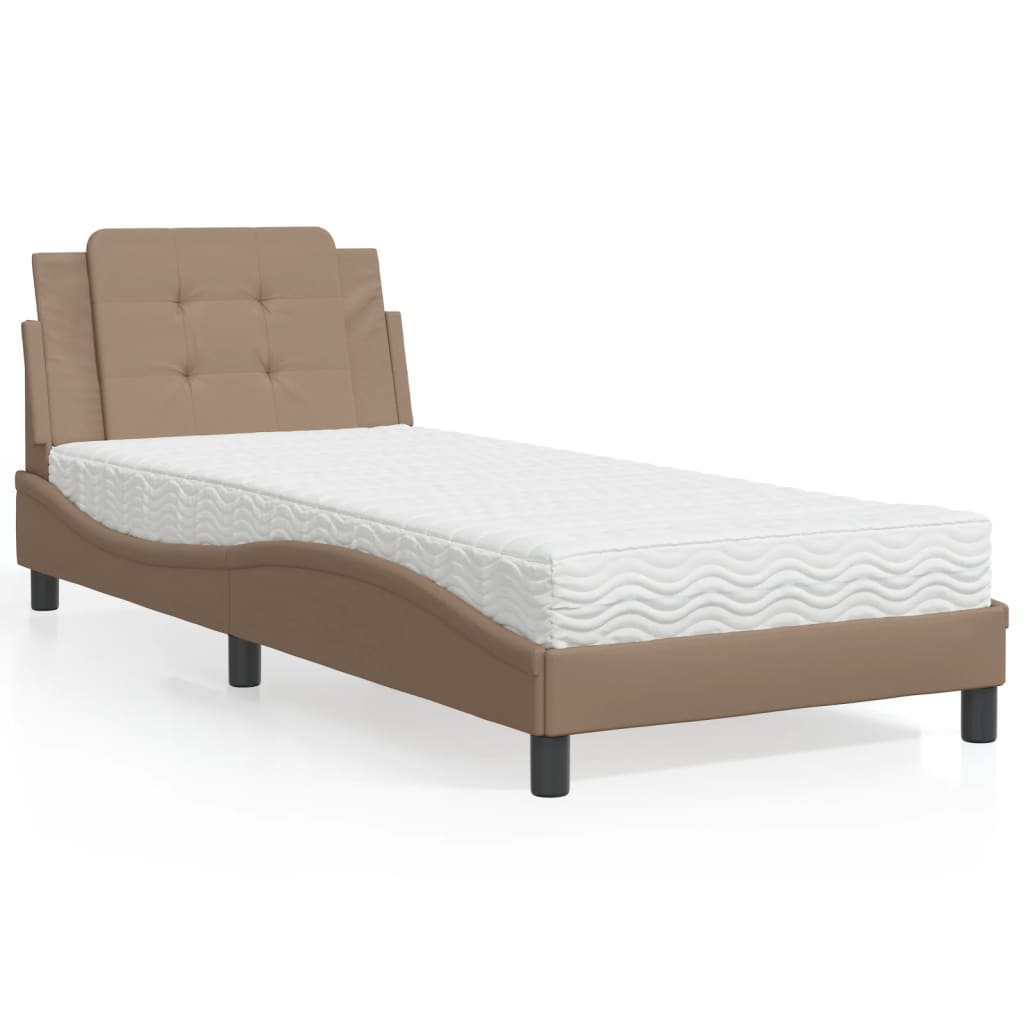 vidaXL Bett mit Matratze Cappuccino-Braun 80x200 cm Kunstleder