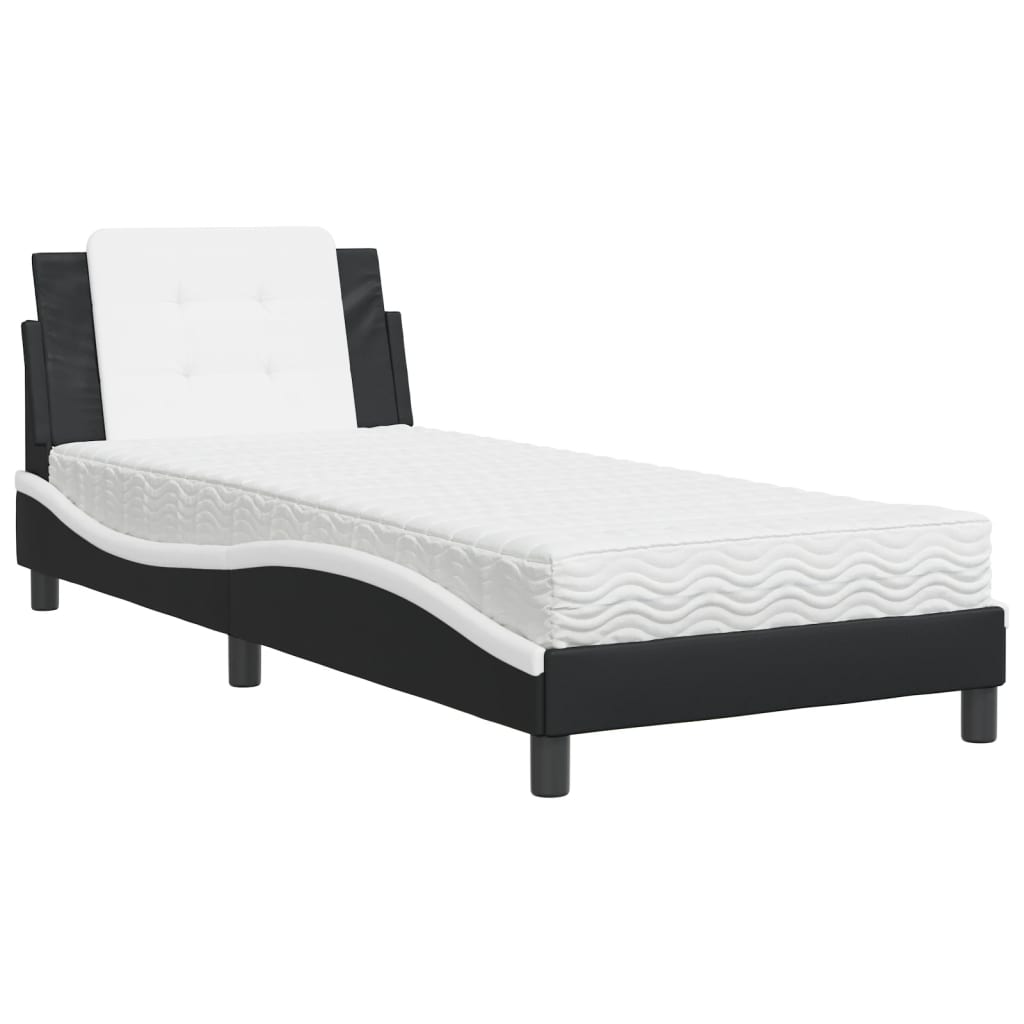 vidaXL Bed met matras Zadar kunstleer zwart en wit 80x200 cm, foto 3