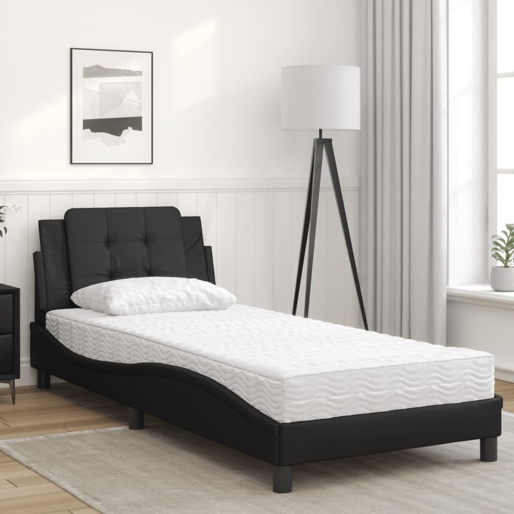 vidaXL Bed met matras Zadar kunstleer zwart 90x190 cm, foto 2
