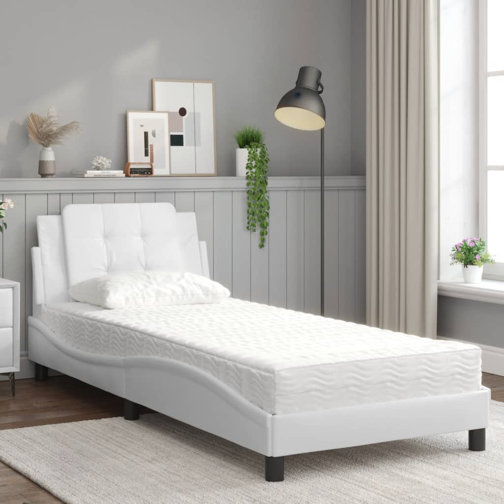 vidaXL Bed met matras Zadar kunstleer wit 90x190 cm, foto 2