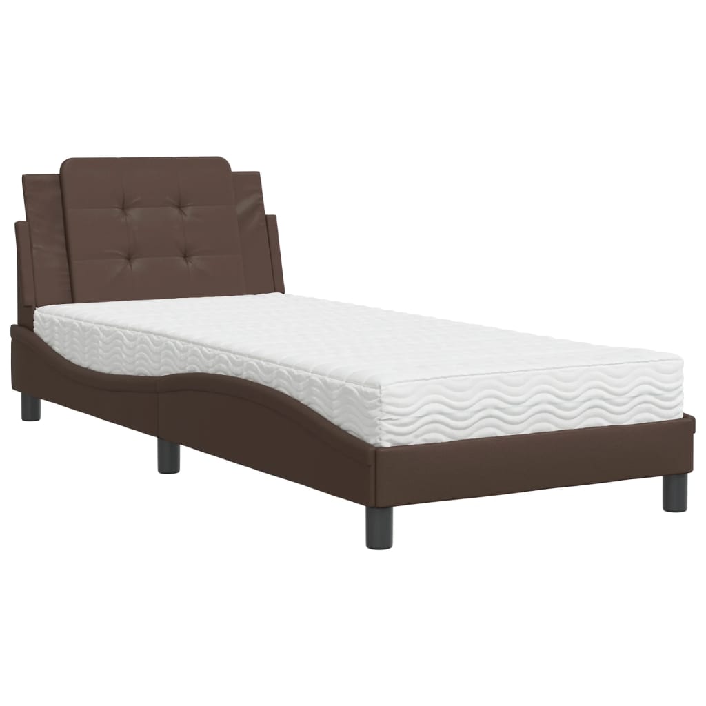 vidaXL Postel s matrací hnědá 90 x 190 cm umělá kůže