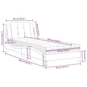 Rám postele bez matrace Zadar šedá 90 x 190 cm umělá kůže - obrázek 11