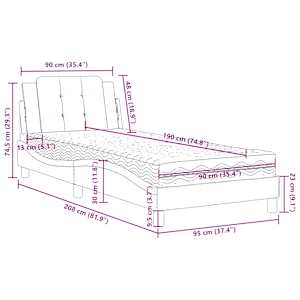 Rám postele bez matrace Zadar bílá a černá 90 x 190 cm umělá kůže - obrázek 12