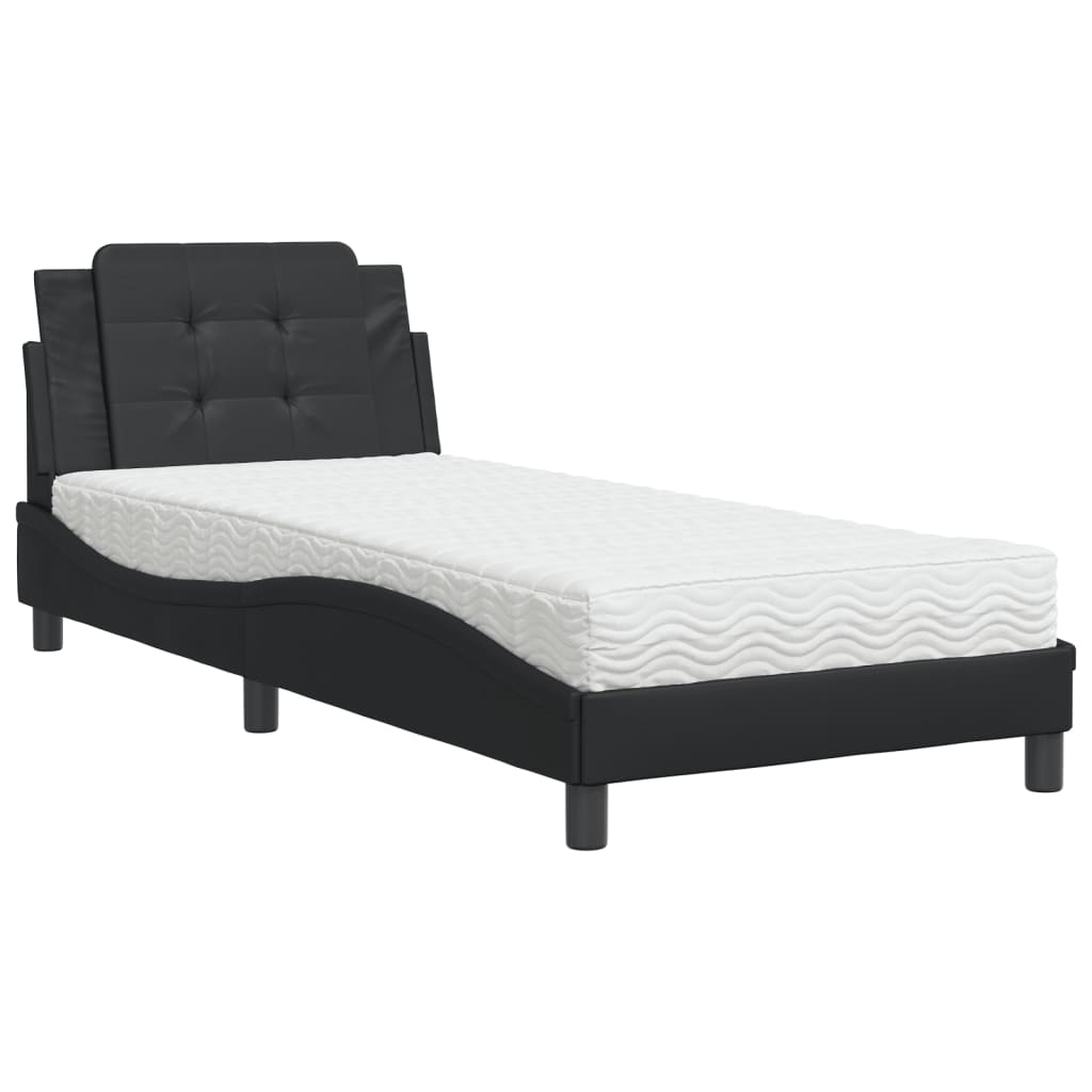 vidaXL Bed met matras Zadar kunstleer zwart 100x200 cm, foto 3