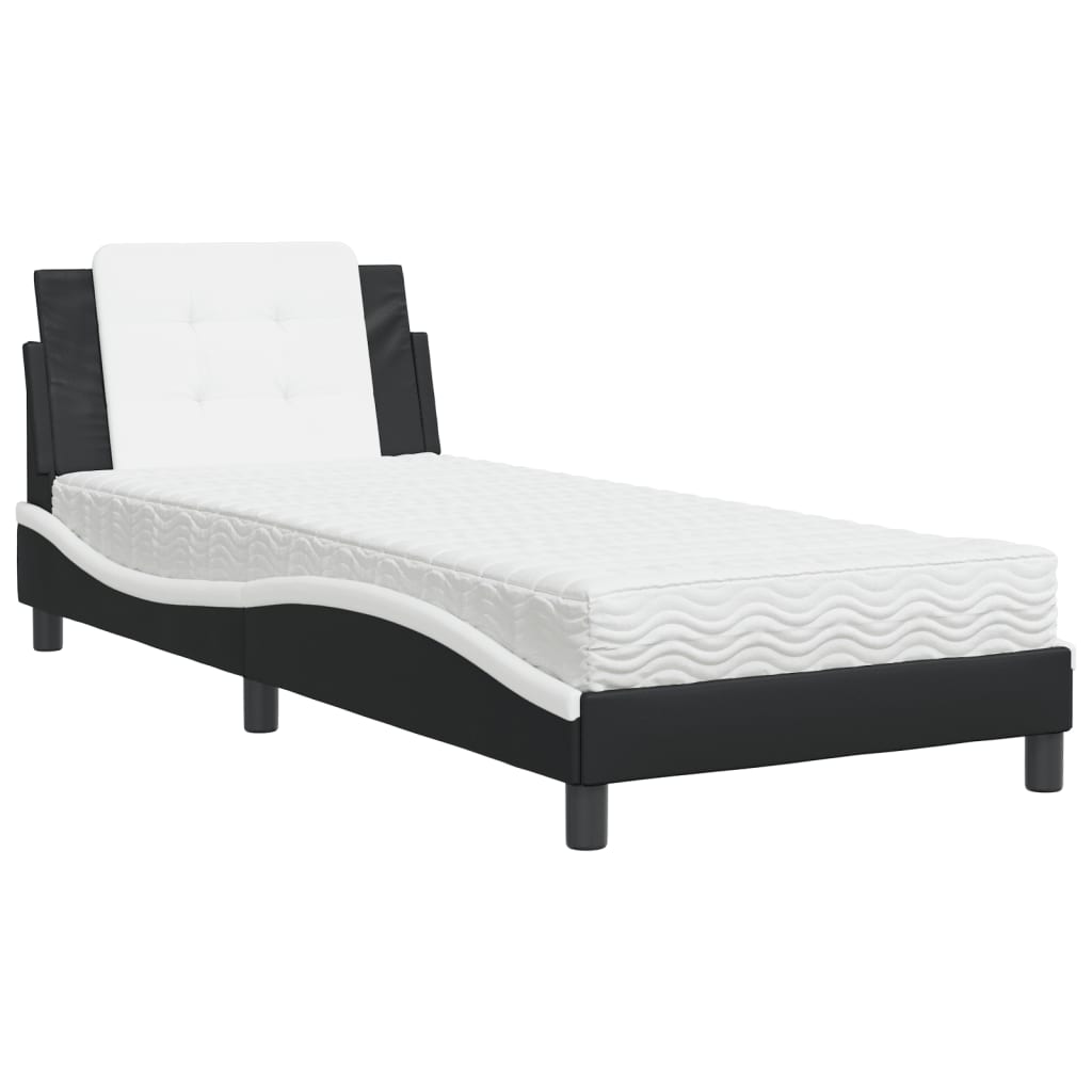vidaXL Bed met matras Zadar kunstleer zwart en wit 100x200 cm, foto 3