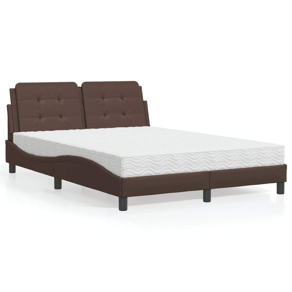 vidaXL Bett mit Matratze Braun 120x200 cm Kunstleder