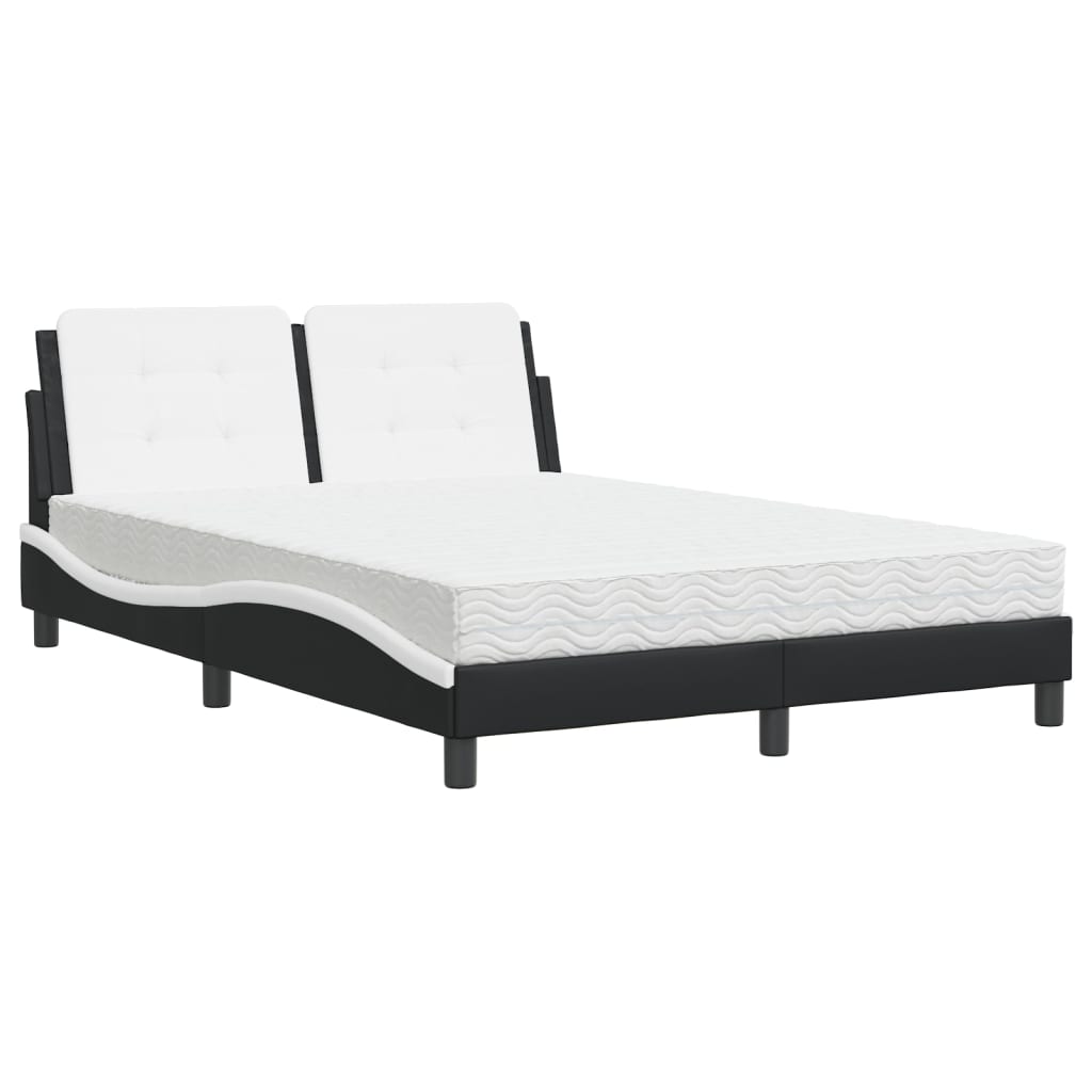 vidaXL Bed met matras Zadar kunstleer zwart en wit 140x190 cm, foto 3