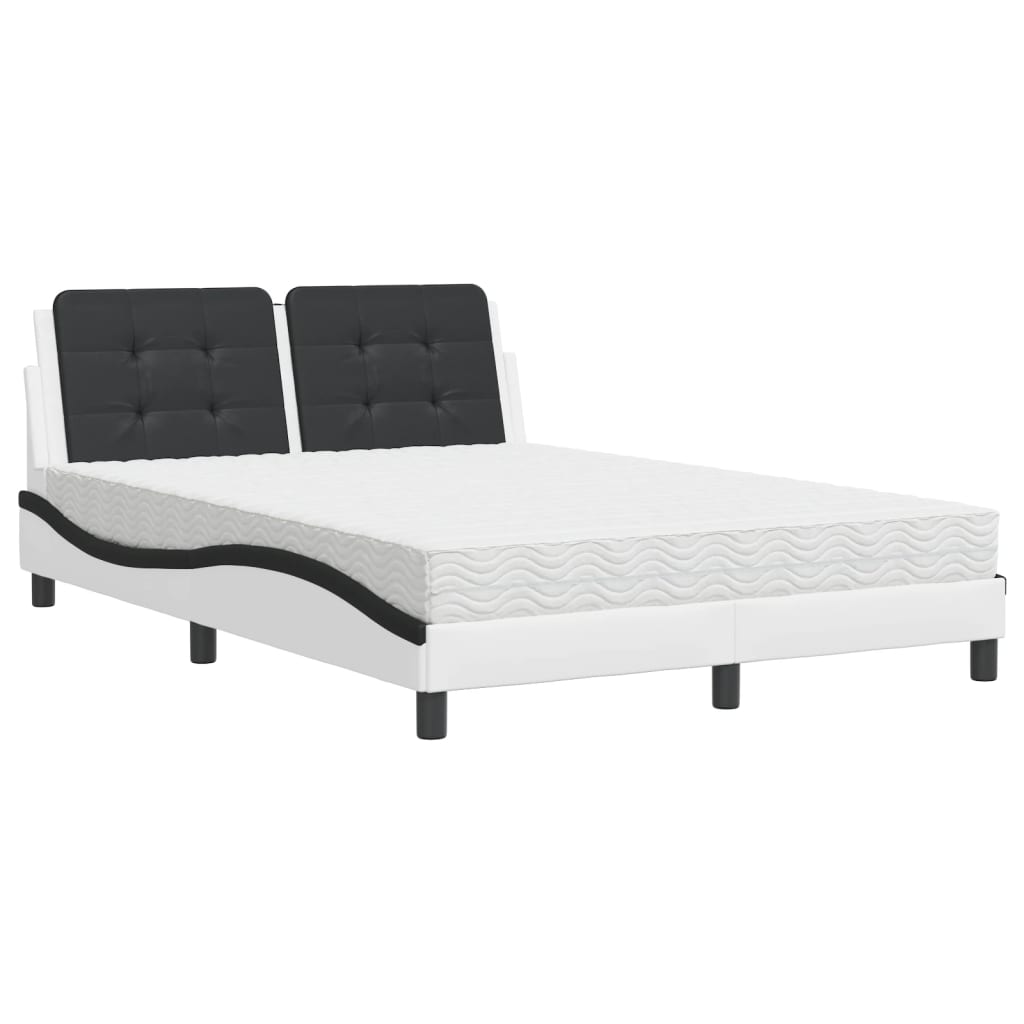 vidaXL Bed met matras Zadar kunstleer wit en zwart 140x190 cm, foto 3