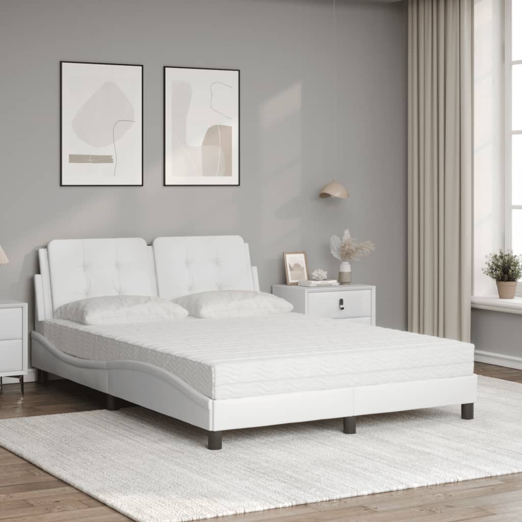 vidaXL Bed met matras Zadar kunstleer wit 140x200 cm, foto 2