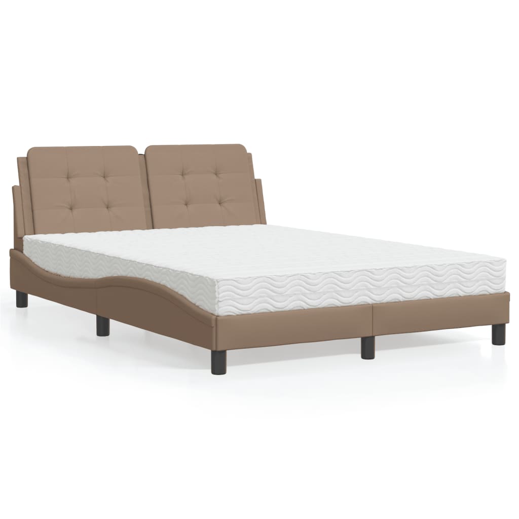 vidaXL Bett mit Matratze Cappuccino-Braun 140x200 cm Kunstleder