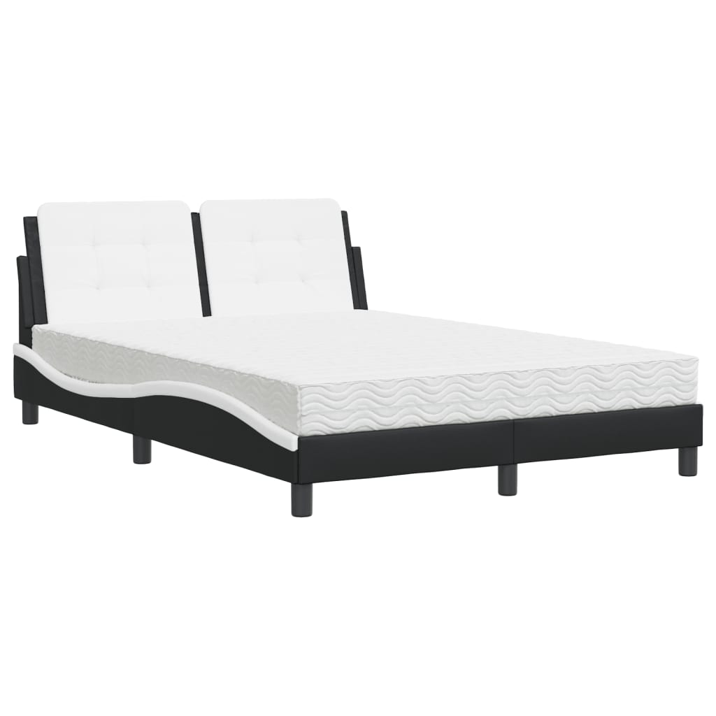 vidaXL Bed met matras Zadar kunstleer zwart en wit 140x200 cm, foto 3