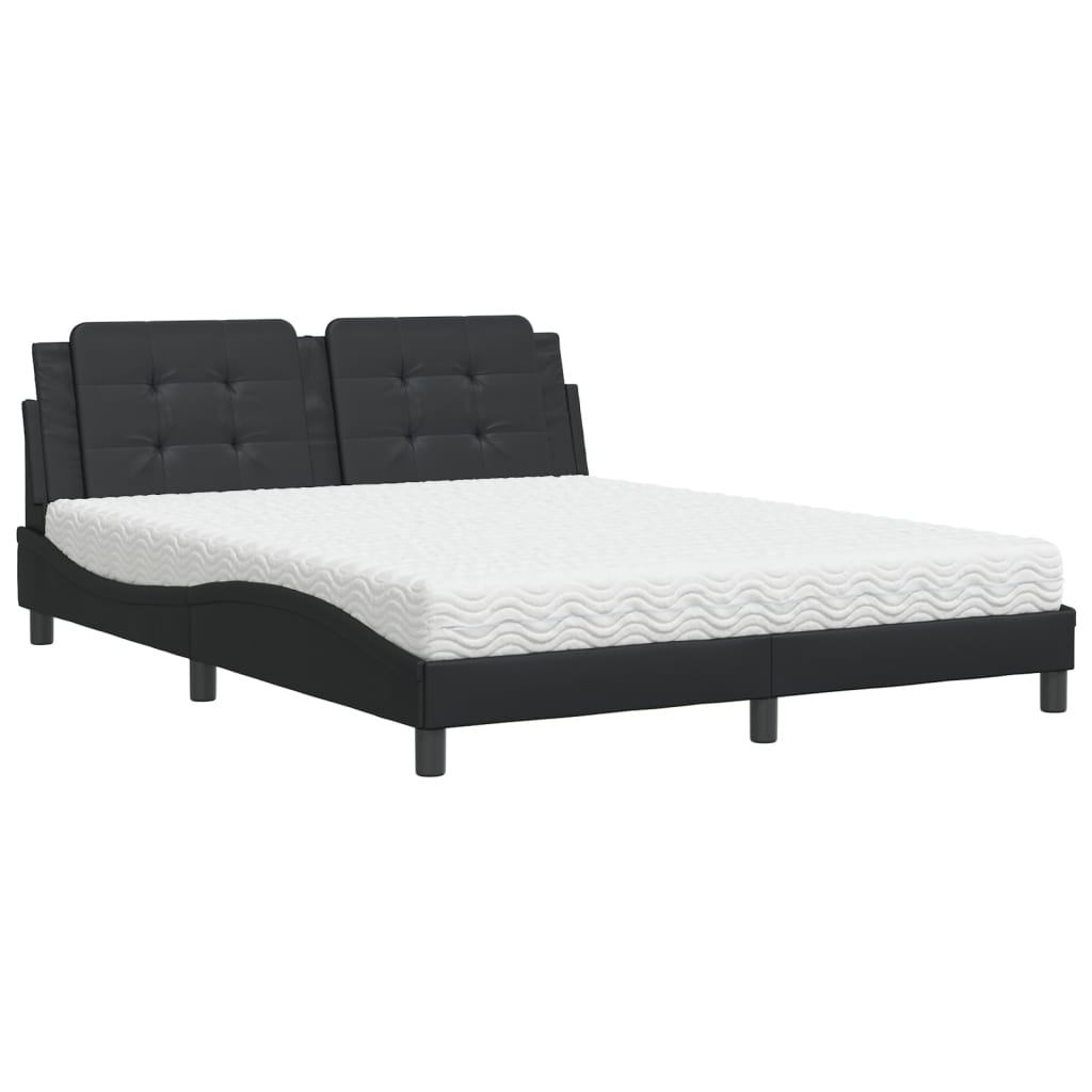 vidaXL Bed met matras Zadar kunstleer zwart 160x200 cm, foto 3